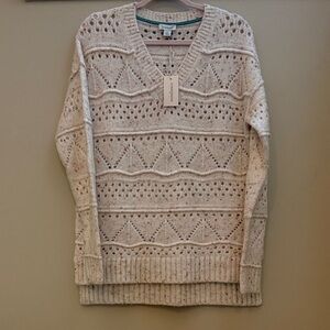 Sundance Cream Speckled V-Neck Sweater